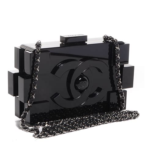 CHANEL Plexiglass Barcode Boy Brick Lego Clutch Black 